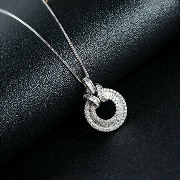 New 925 Silver Cubic Zirconia Pendant Necklace - Picture 3 of 5
